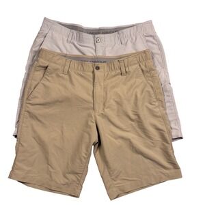 Lot of 2 Under Armour Mens Golf Shorts Size 38 Khaki Tan Grey Performance Chino